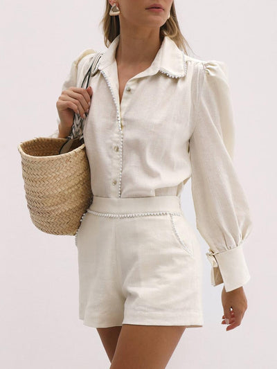 Portofino Timeless Shirt With Pearls | Ivory