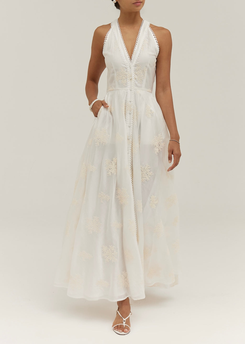 Sophia Sleeveless Icon Elegance Midi/Maxi Dress | Ivory