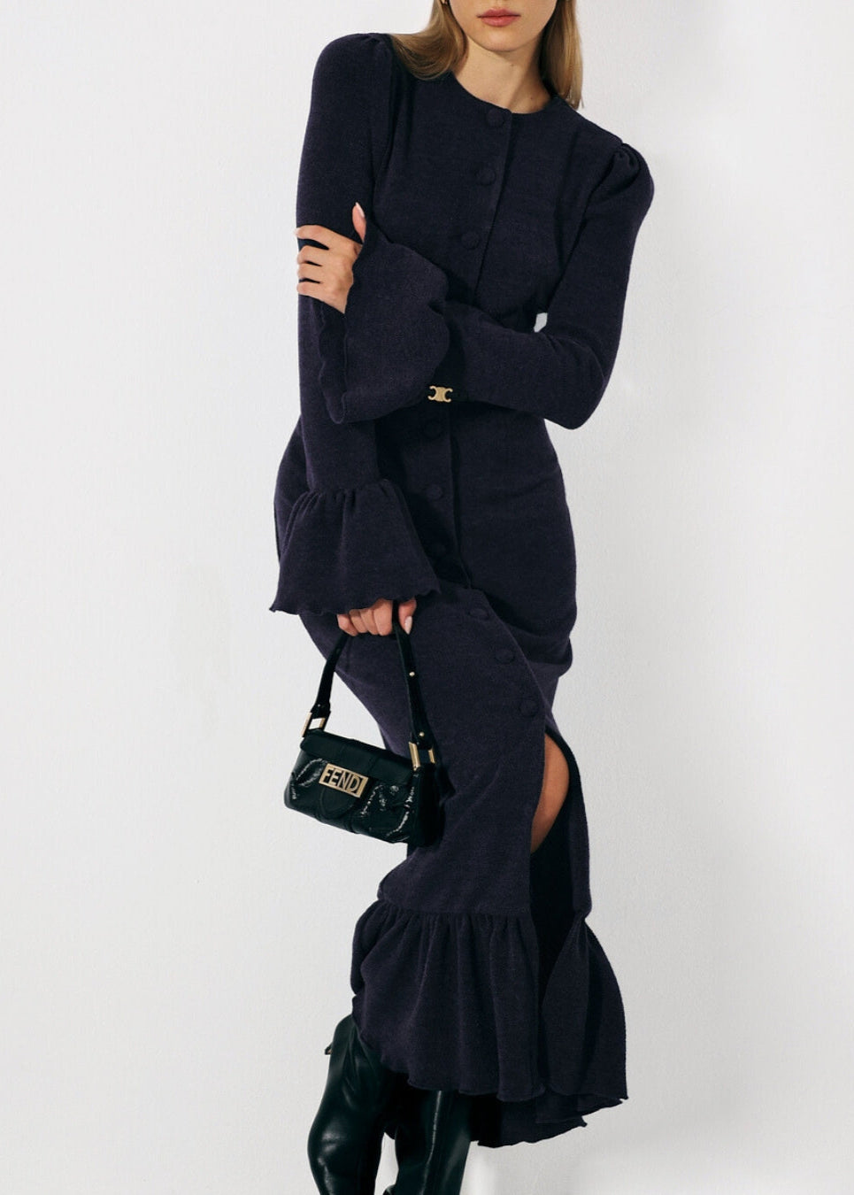 Mercier Peplum Dress | Navy