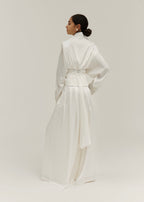 Gal Tie Waist Satin Cinch Jacket | Ivory Silk