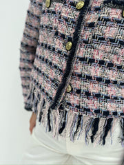 Maarta Mix Tone Tweed Fringe Jacket