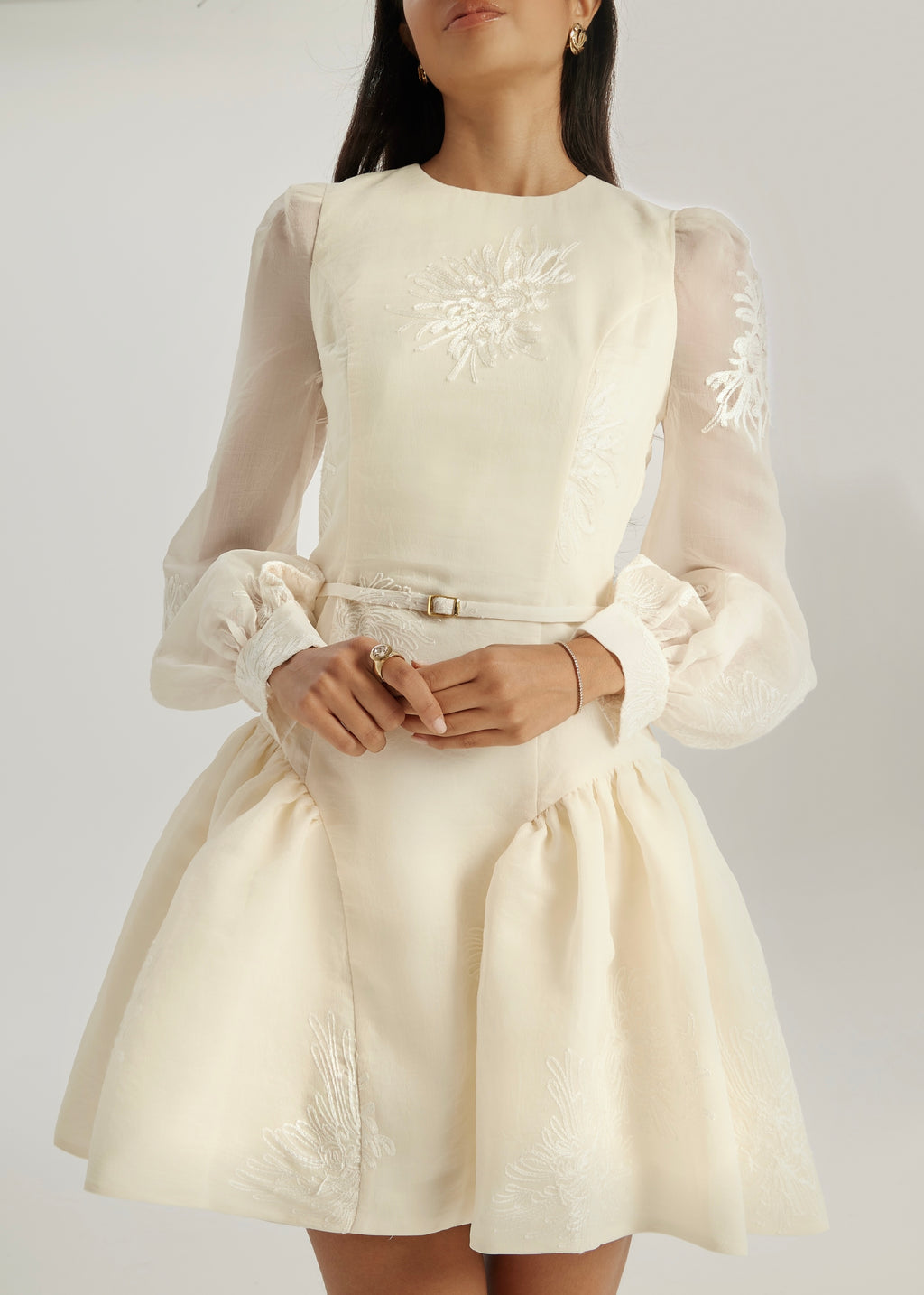 Seraphine Embroidered Elegance Dress | Vanilla