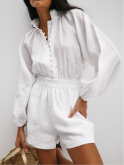 LeFay Contrast Trim Playsuit | White