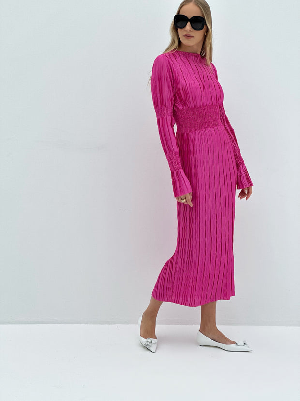 Milano Pleat Stretch Dress | Pink