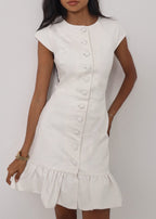 Riann Denim Elegance Dress | White