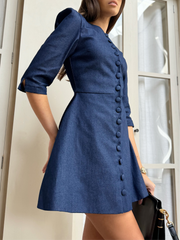 Roma Elegant Denim Day Dress | Denim