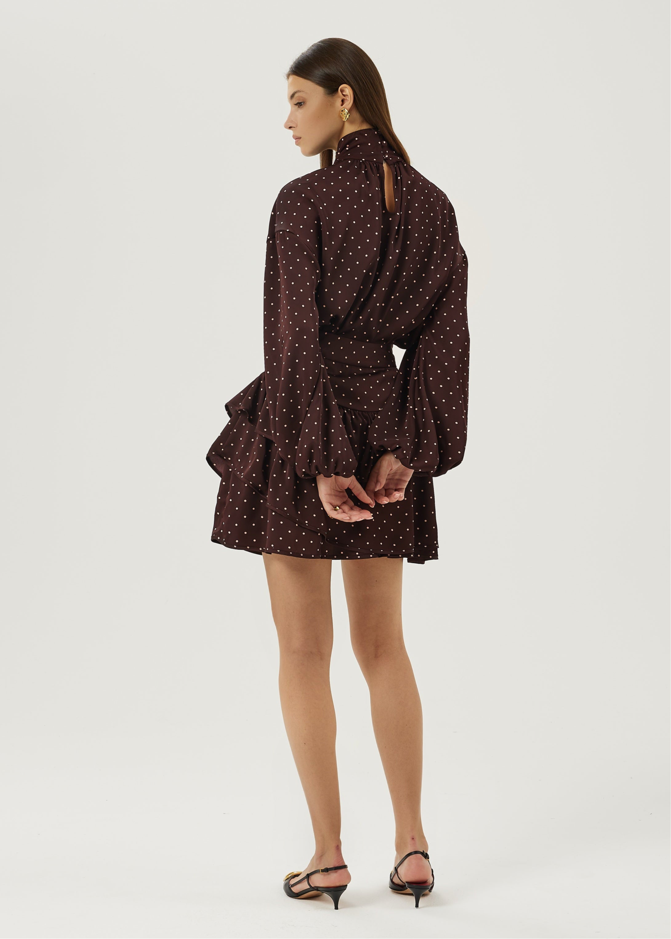 Anita Polka Volume Sleeve Blouse | Merlot