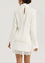 Hayley High Neck Minimal Blouse | Ivory