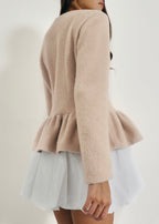 Aurora Peplum Soft Knit Cardigan | Cafe Au Lait