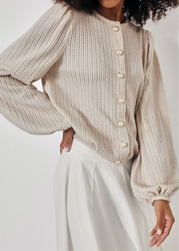 Elsya Soft Cable Cardigan | Latte