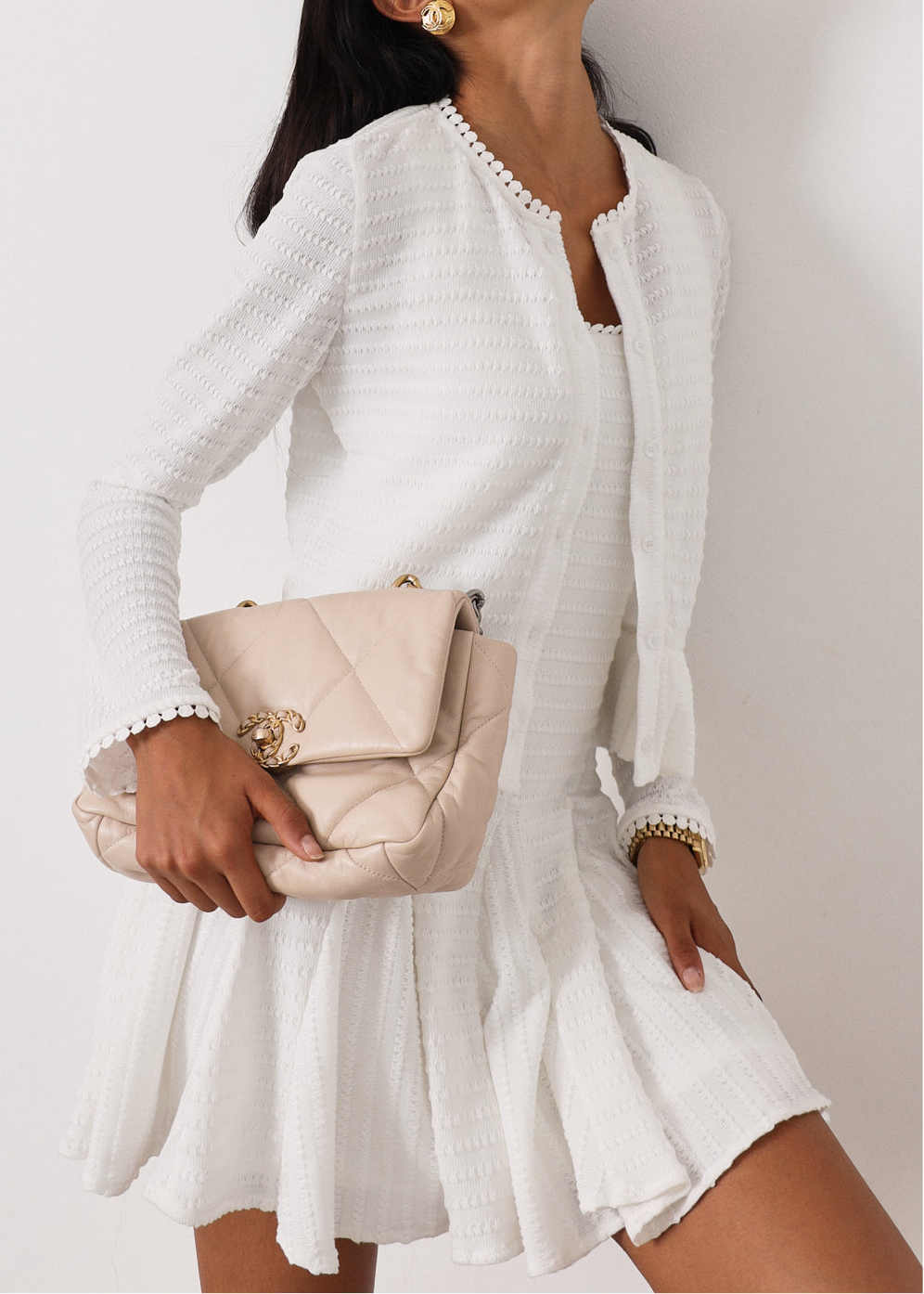 Camille Knitted Elegance Dress | White