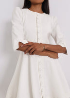 Roma Elegant Denim Day Dress | White