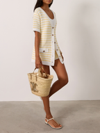 Marcia Resort Stripe Cardigan |  Pastel Lemon/White