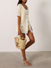 Marcia Resort Stripe Cardigan |  Pastel Lemon/White
