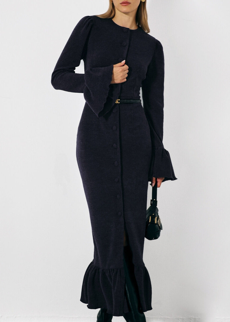 Mercier Peplum Dress | Navy