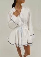 Izzy Contrast Edge Double Layer Skort | White/Blue