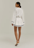 Izzy Contrast Edge Double Layer Skort | White/Blue