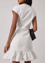 Riann Denim Elegance Dress | White