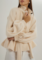 Palais Belted Peplum Cardigan | Ivory Blush