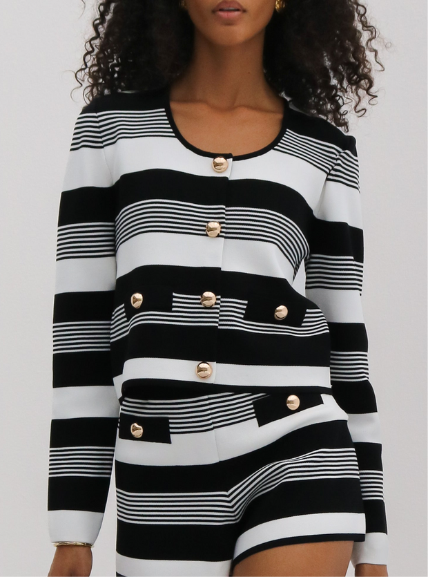 Antalia Stripe Knit Top | Black & White