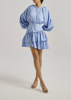 Alyson Stripe Tiered Day Dress | Blue/White