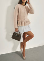 Aurora Peplum Soft Knit Cardigan | Cafe Au Lait