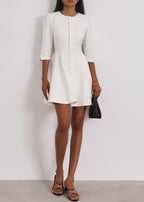 Roma Elegant Denim Day Dress | White