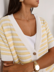 Marcia Resort Stripe Cardigan |  Pastel Lemon/White
