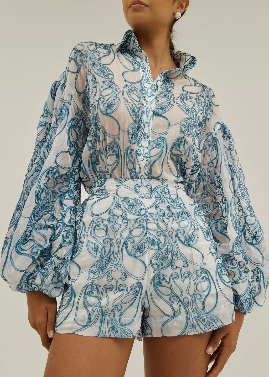 Estella Embroidered Blouse | Blue