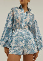 Estella Embroidered Blouse | Blue