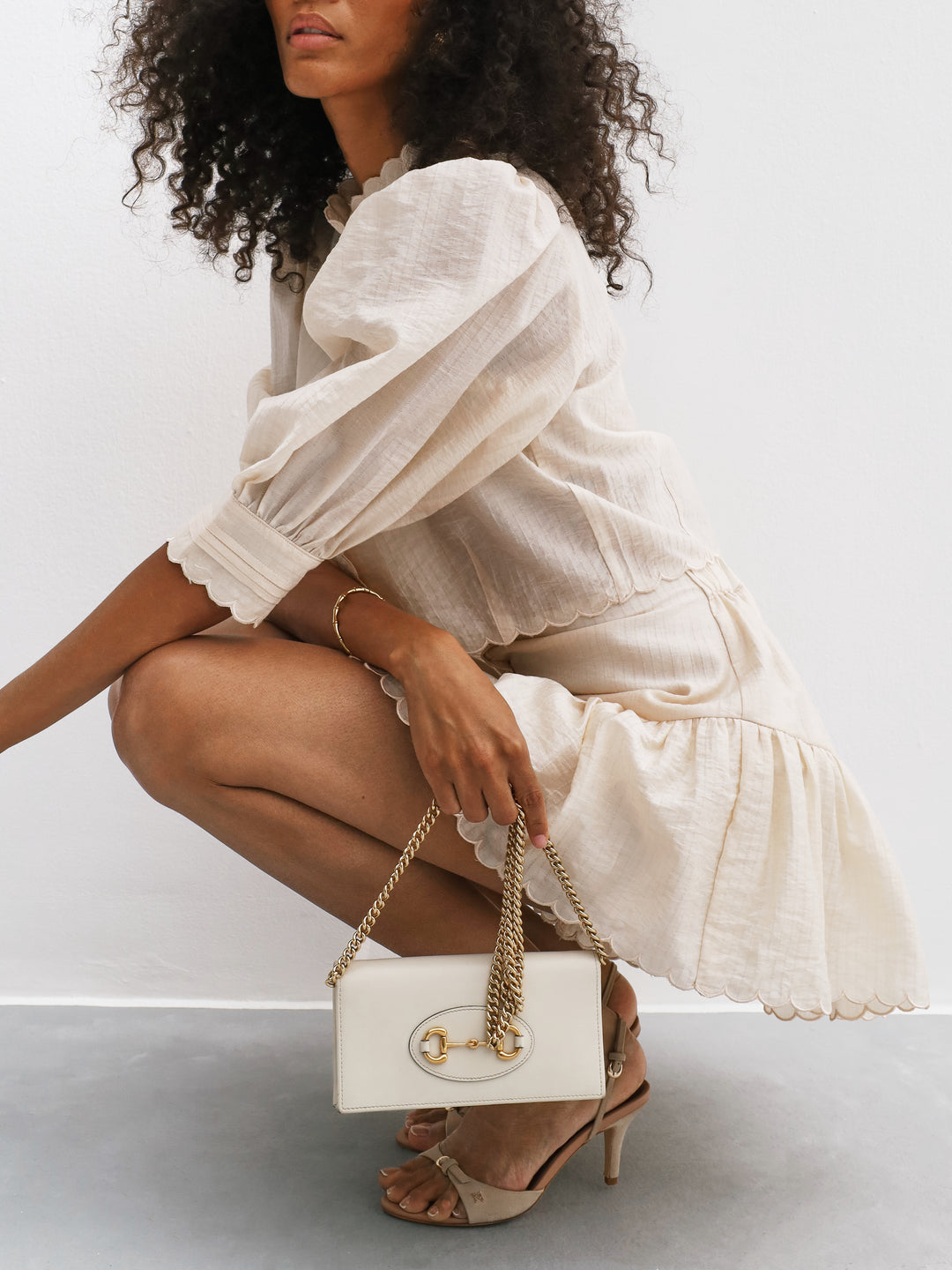 Kelsy Scalloped Textured Frill Skort | Champagne – VITA GRACE