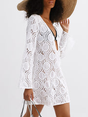 Anastasia Guipure Cotton Lace Cover Up Dress | White