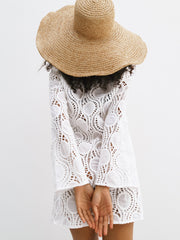Anastasia Guipure Cotton Lace Cover Up Dress | White