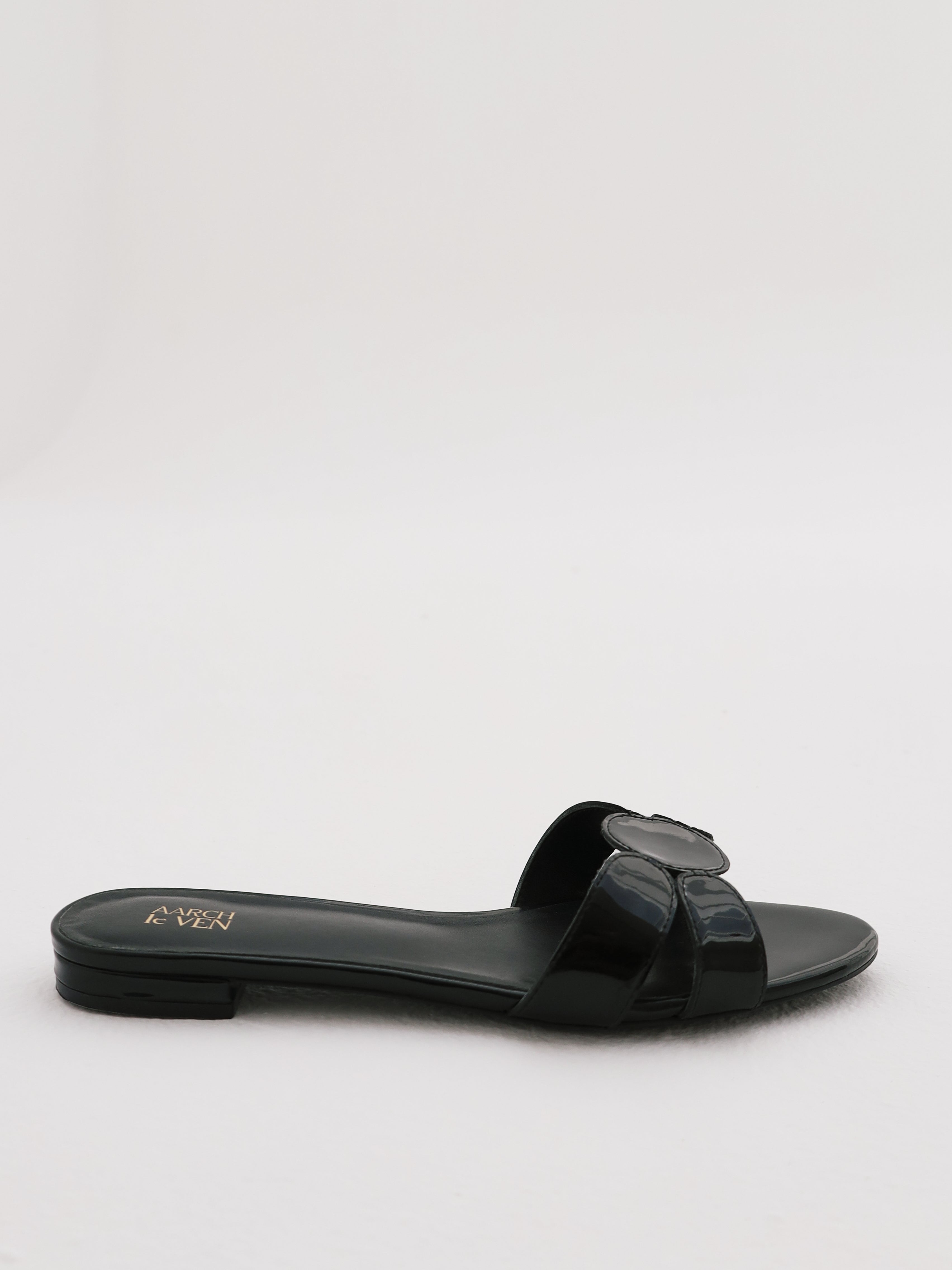 Giada Patent Leather Slides | Black