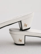Sofia ALV Leather Block Heel Mules | White