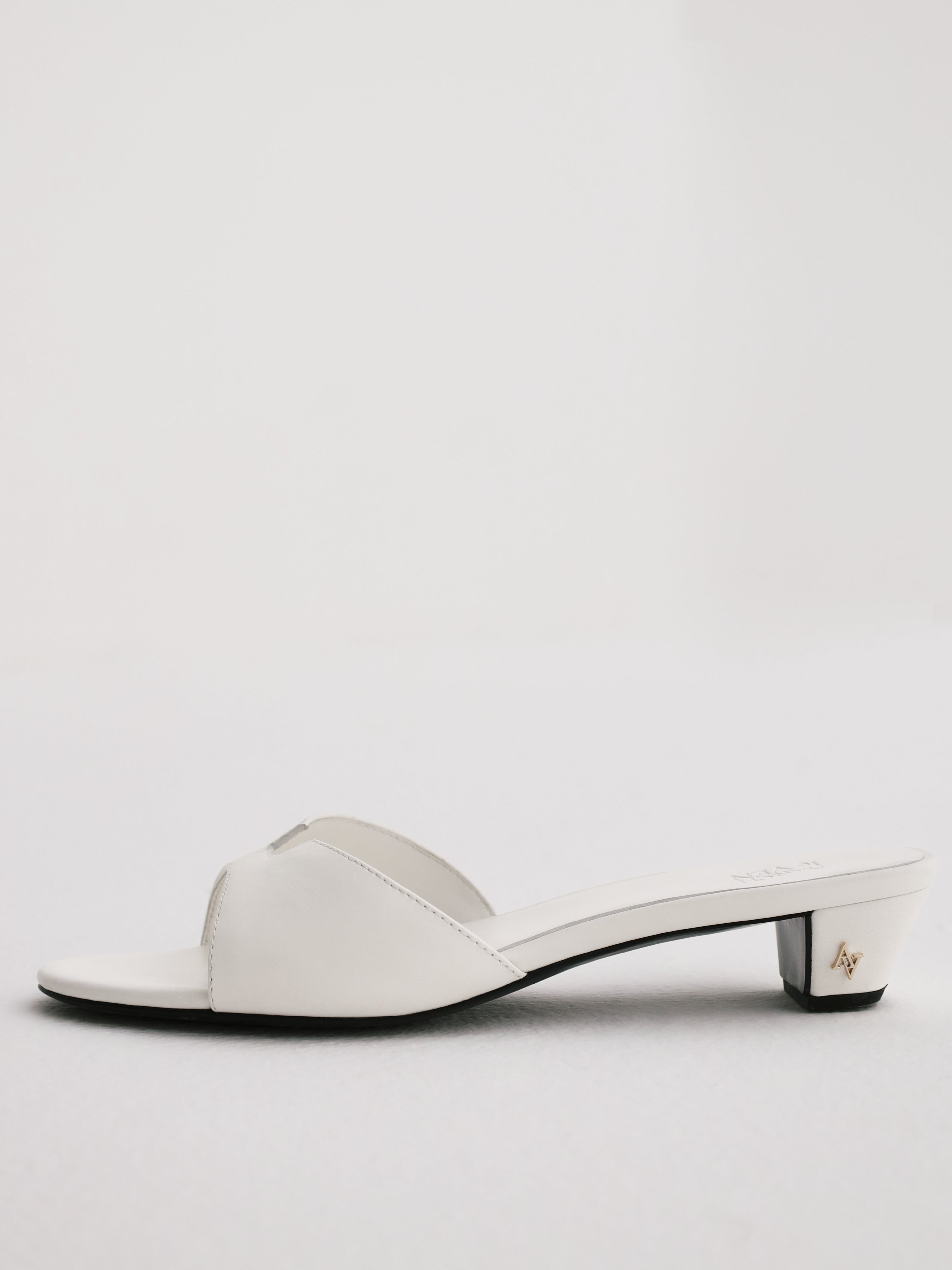 Sofia ALV Leather Block Heel Mules | White