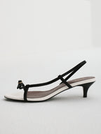 Elena Strappy Contrast Leather Sandal | Black & White