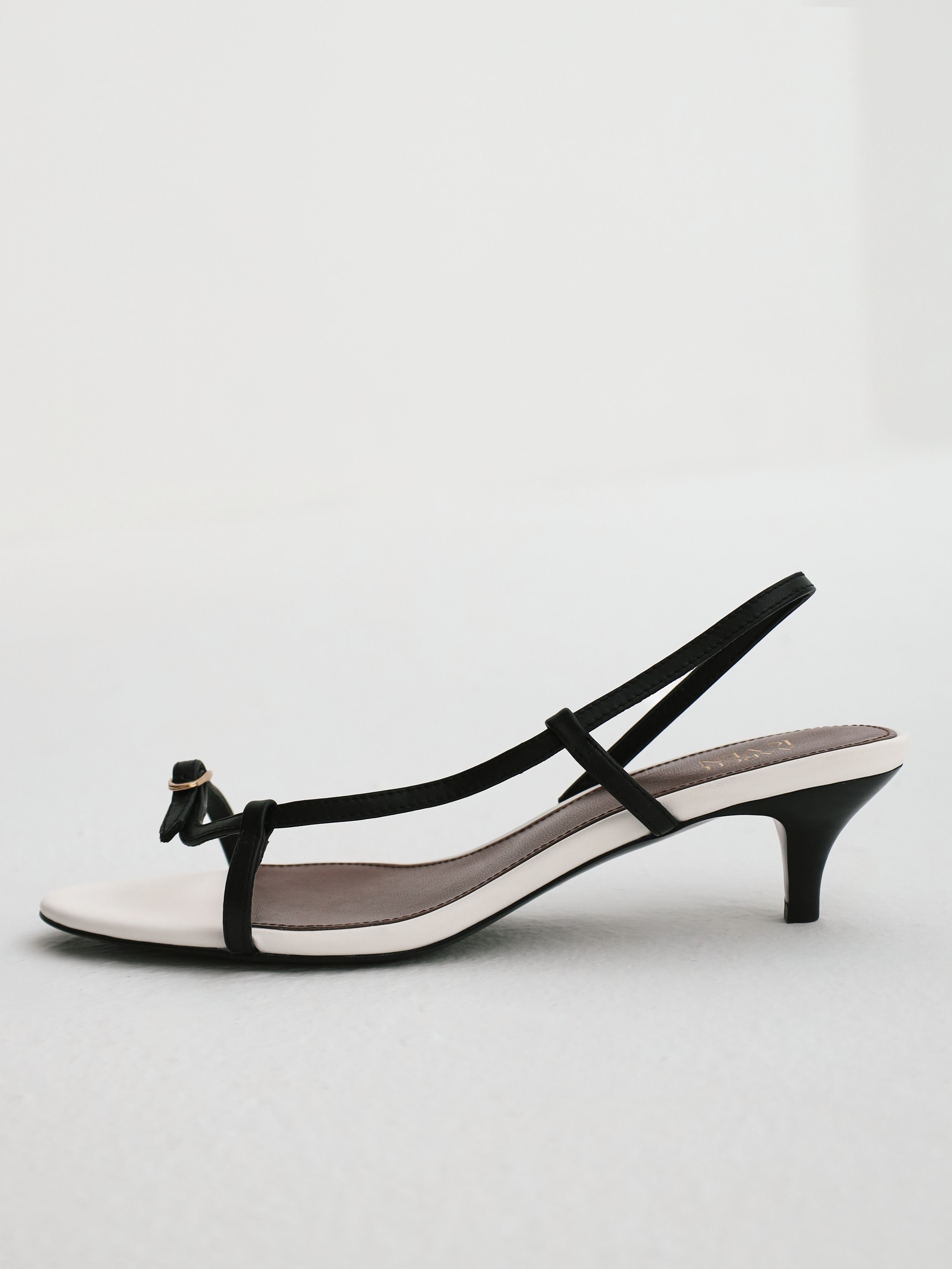 Elena Strappy Contrast Leather Sandal | Black & White