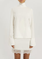 Hayley High Neck Minimal Blouse | Ivory