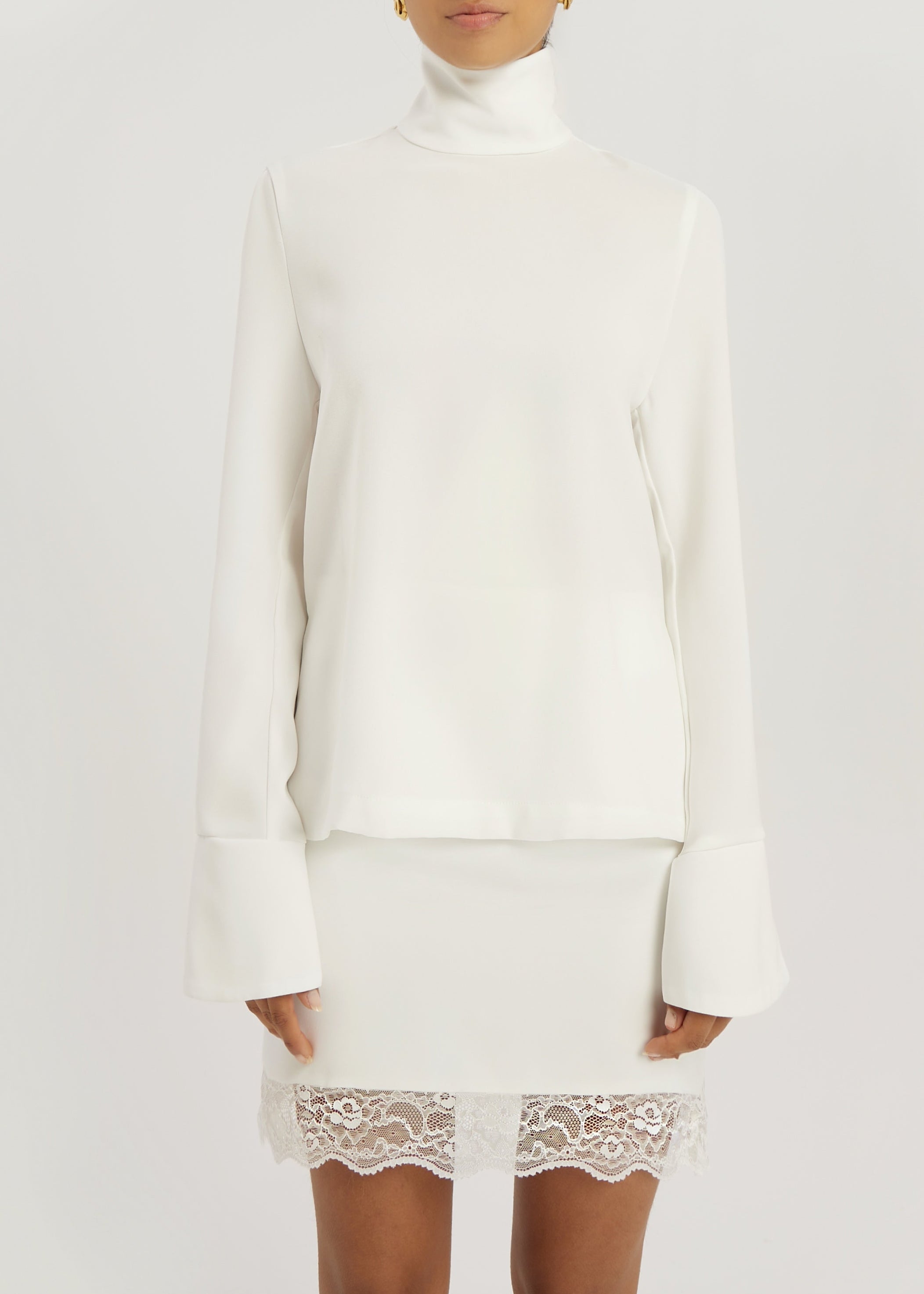 Hayley High Neck Minimal Blouse | Ivory