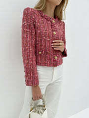 Marcele Multi Tone Tweed Jacket | Red/Pink