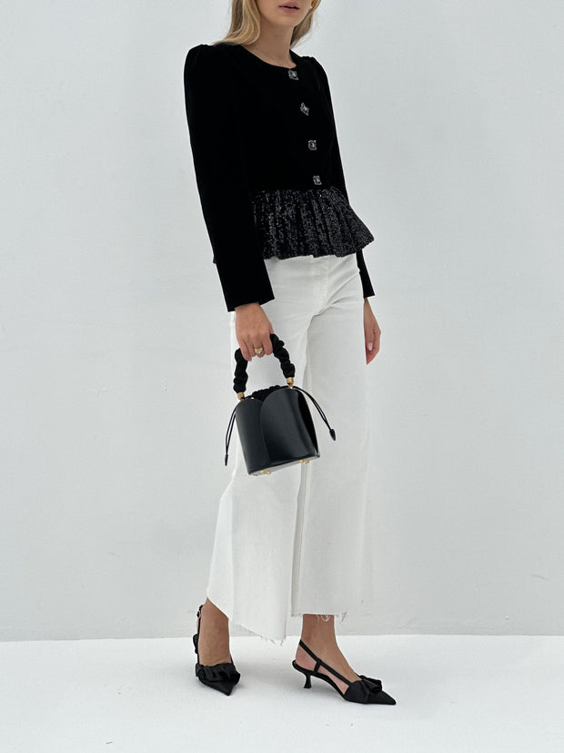 Karrie Velvet & Sequin Jacket | Black