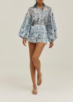 Estella Embroidered Blouse | Blue