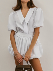 Diala Puff Sleeve Shirt Blouse | White