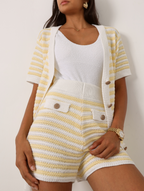 Marcia Resort Stripe Cardigan |  Pastel Lemon/White