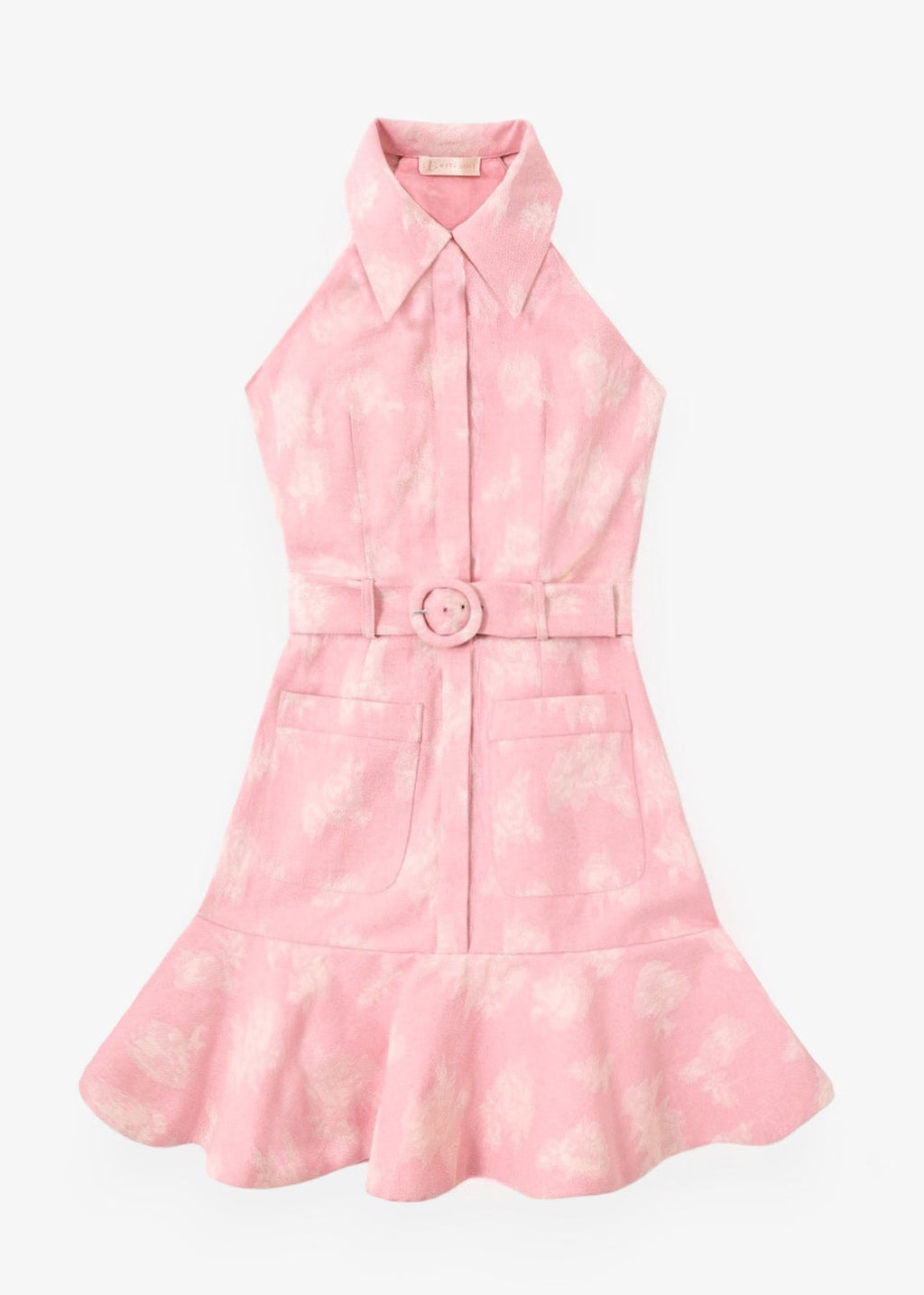 Zena Fit & Flare Belted Denim Dress | Pink Denim