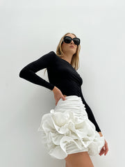 Shante Frill Mini Skirt | Ivory
