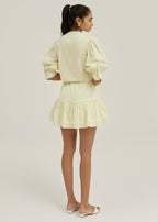 Laney Tiered Linen Frill Skort | Pastel Lemon