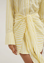 Jackie Stripe Tie Waist Shirt Dress | Lemon/White