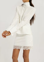 Hayley Satin & Lace Trim Skirt | Ivory
